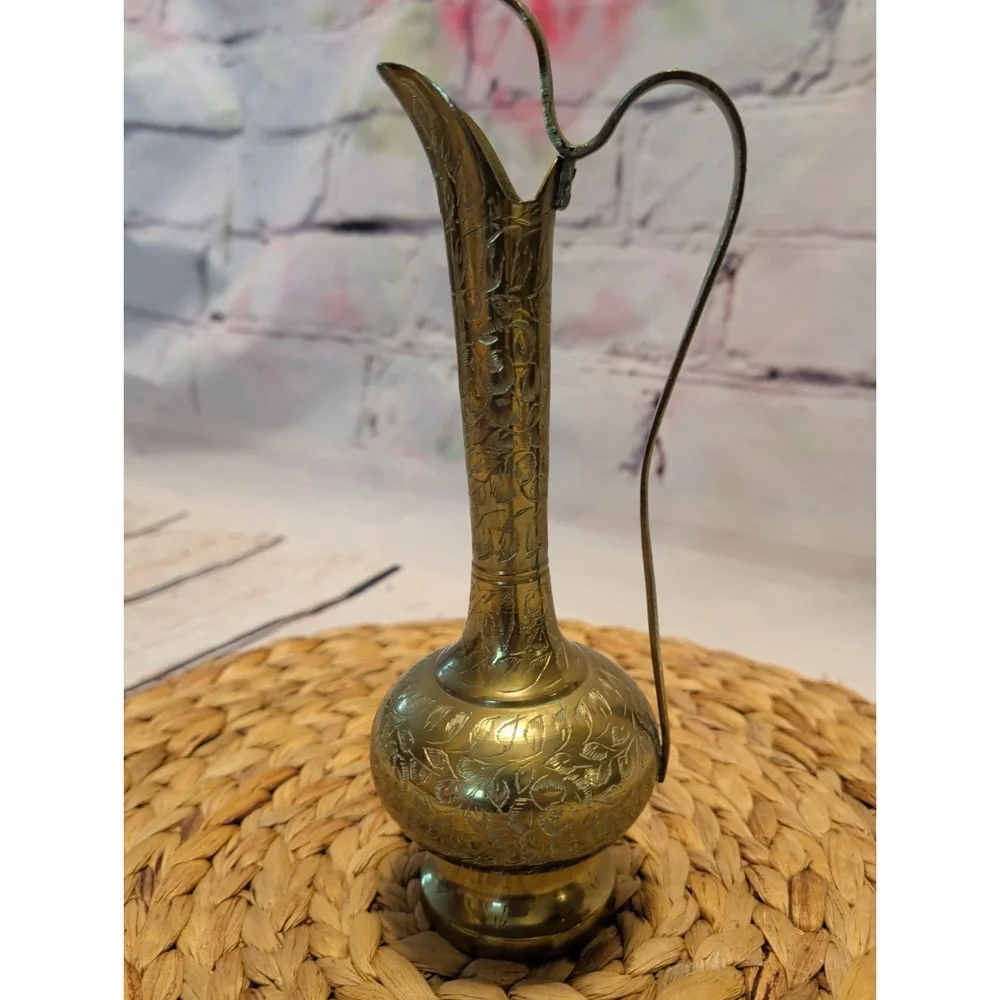 Vintage Cobra Head Brass Pitcher Vase 11